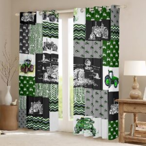 Erosebridal Green Tractor Window Curtains 76" Wx54 L Farm Vehicle Truck Window Drapes Cartoon Equipment Construction Harvester Grommet Curtains for Kids Boys Car Home Room Decor, Grey