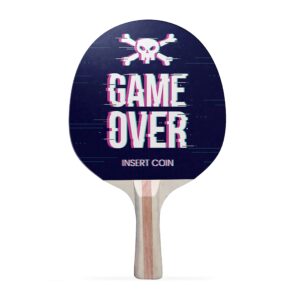 tigertail sports game over colorful design ping pong paddle, premium 5 ply table tennis racket (black on back)