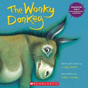 Wonky Donkey Gift Set with 3 Stories by Craig Smith and Ms. Katz Cowley (The Wonky Donkey, The Dinky Donkey, and The Grinny Granny Donkey) with Donkey Stuffed Animal Baby Plush Toy and Activity Pages