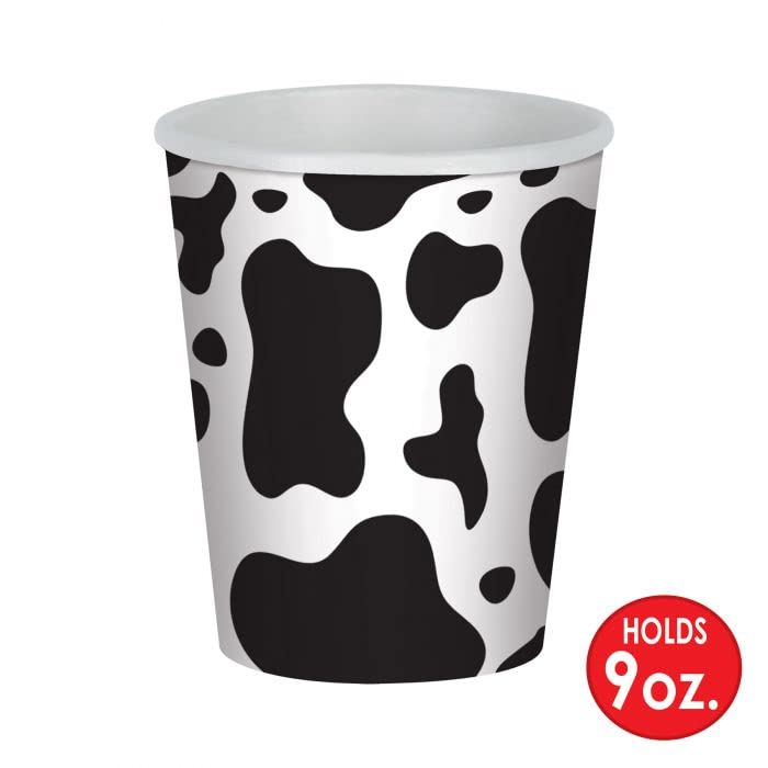 Cow Print Theme Disposable Tableware Party Supply Bundle with Decorations, Table Cover, Plates, Napkins and Cups - Up to 16 Guests - 88 Pieces