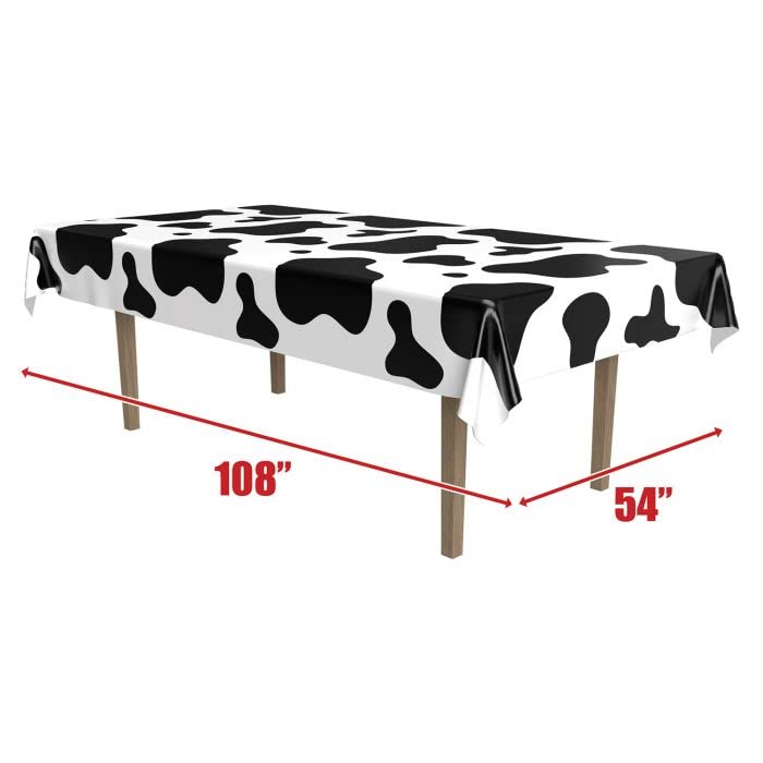 Cow Print Theme Disposable Tableware Party Supply Bundle with Decorations, Table Cover, Plates, Napkins and Cups - Up to 16 Guests - 88 Pieces