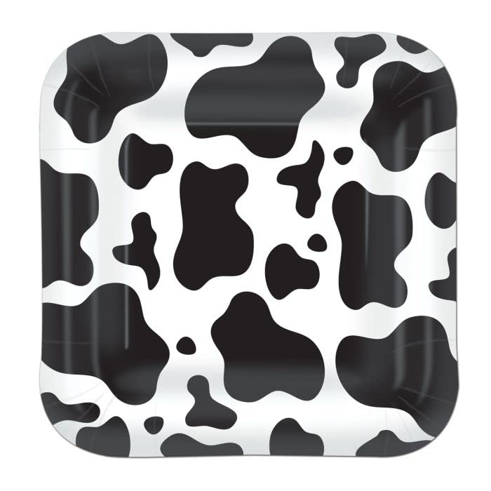 Cow Print Theme Disposable Tableware Party Supply Bundle with Decorations, Table Cover, Plates, Napkins and Cups - Up to 16 Guests - 88 Pieces