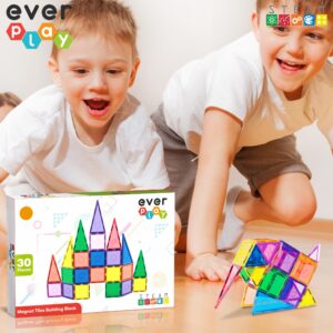 Everplay Magnetic Tile Building Block Set Construction Magnet Tiles Toy Blocks STEM Educational Learning Kit Toddler Preschool Games Rocket Playset Toys Unlimited Creation Boys Girls Age 3 and up