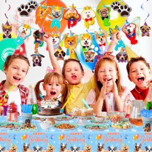 Puppy Birthday Party Supplies for Kids, 159pcs Dog Theme Birthday Party Supplies Tableware Set Dog Party Plates Cups Napkins Tablecloth Banner Balloon Cake Topper etc Puppy Themed Party Supplies