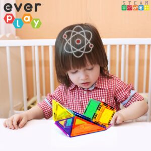 Everplay Magnetic Tile Building Block Set Construction Magnet Tiles Toy Blocks STEM Educational Learning Kit Toddler Preschool Games Rocket Playset Toys Unlimited Creation Boys Girls Age 3 and up