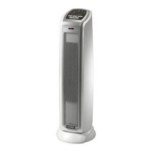 Lasko Oscillating Ceramic Tower Space Heater for Home with Overheat Protection, Timer, 22.5 Inches, Silver, 1500W, 5775, 7.5″L x 7.1″W x 22.75″H