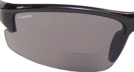 Coyote Eyewear BP-7 Polarized Reader Bifocal +2.00 Sunglasses, Black/Grey