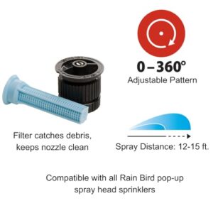 Rain Bird 15AP Adjustable Pattern Spray Nozzle, Adjustable 0° - 360° Pattern, 8' - 15' Spray Distance