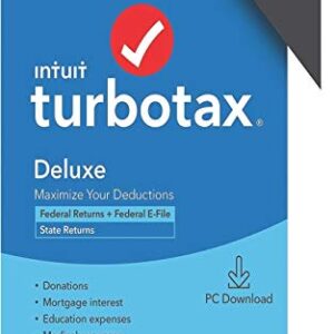 TurboTax: Deluxe 2020 Desktop Tax Software, Federal and State Returns + Federal E-file guide [PC Download]