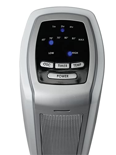 Lasko Oscillating Ceramic Tower Space Heater for Home with Overheat Protection, Timer, 22.5 Inches, Silver, 1500W, 5775, 7.5″L x 7.1″W x 22.75″H