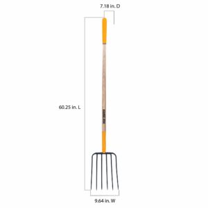 True Temper 1838200 6-Tine Steel Fork Pitchfork with Hardwood Handle 48 in, for Transferring Manure, Mulch with Cushion Grip