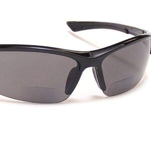 Coyote Eyewear BP-7 Polarized Reader Bifocal +2.00 Sunglasses, Black/Grey