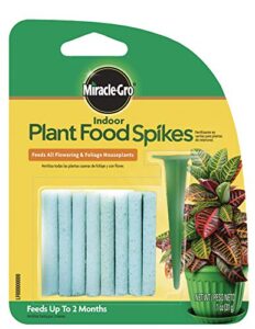 miracle-gro indoor plant food spikes, includes 24 spikes - continuous feeding for all flowering and foliage houseplants - npk 6-12-6