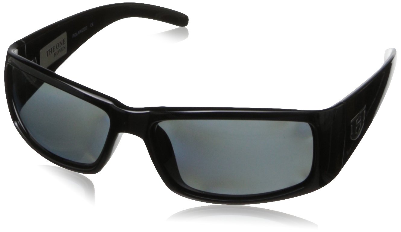 Hoven The One 13-0102 Polarized Rectangular Sunglasses,Black Gloss ,60 mm