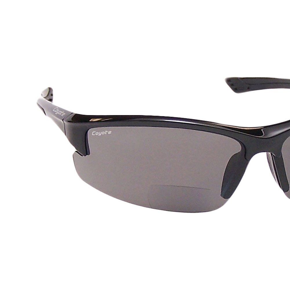 Coyote Eyewear BP-7 Polarized Reader Bifocal +2.00 Sunglasses, Black/Grey