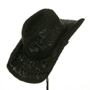 MG Ladies Straw Toyo Cowboy Hat (Black)