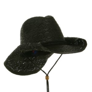 MG Ladies Straw Toyo Cowboy Hat (Black)