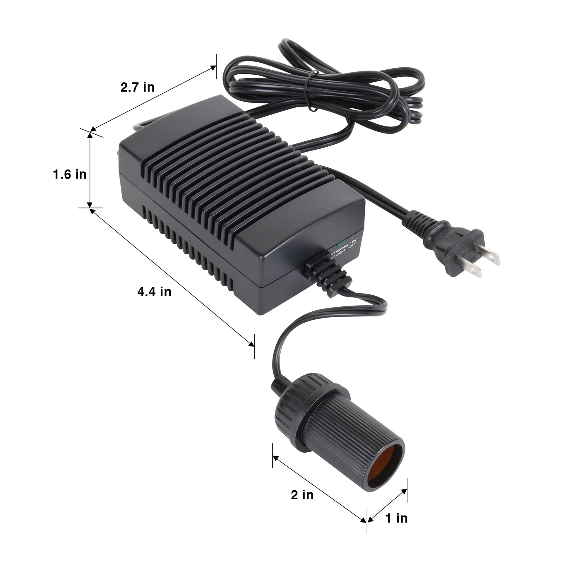 Koolatron 110 Volt AC to 12 Volt DC Power Adapter w/Circuit Breaker 12V 5A DC Power Converter Black 6 Ft (1.8 m) Cord for Portable Devices Compressor Car Fridge and More