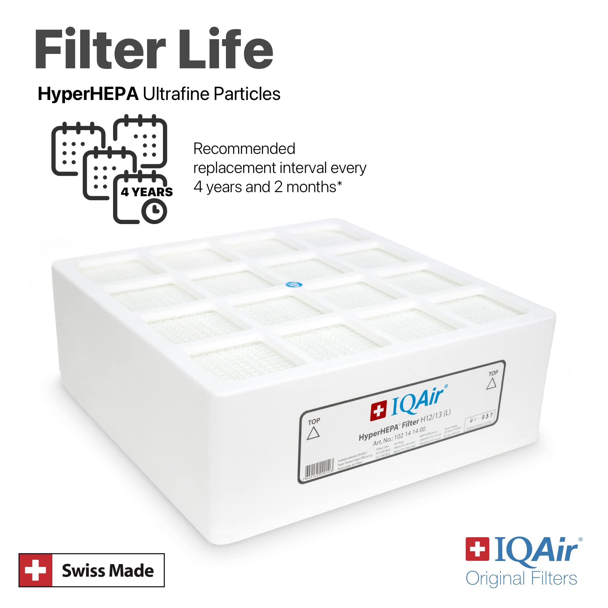 IQAir HyperHEPA Filter - Genuine Replacement Air Filter HealthPro Series - Filters Ultrafine Particles - Dust, Pollen, Smoke, Pets, & More - Swiss Made Filters for Air Purifiers