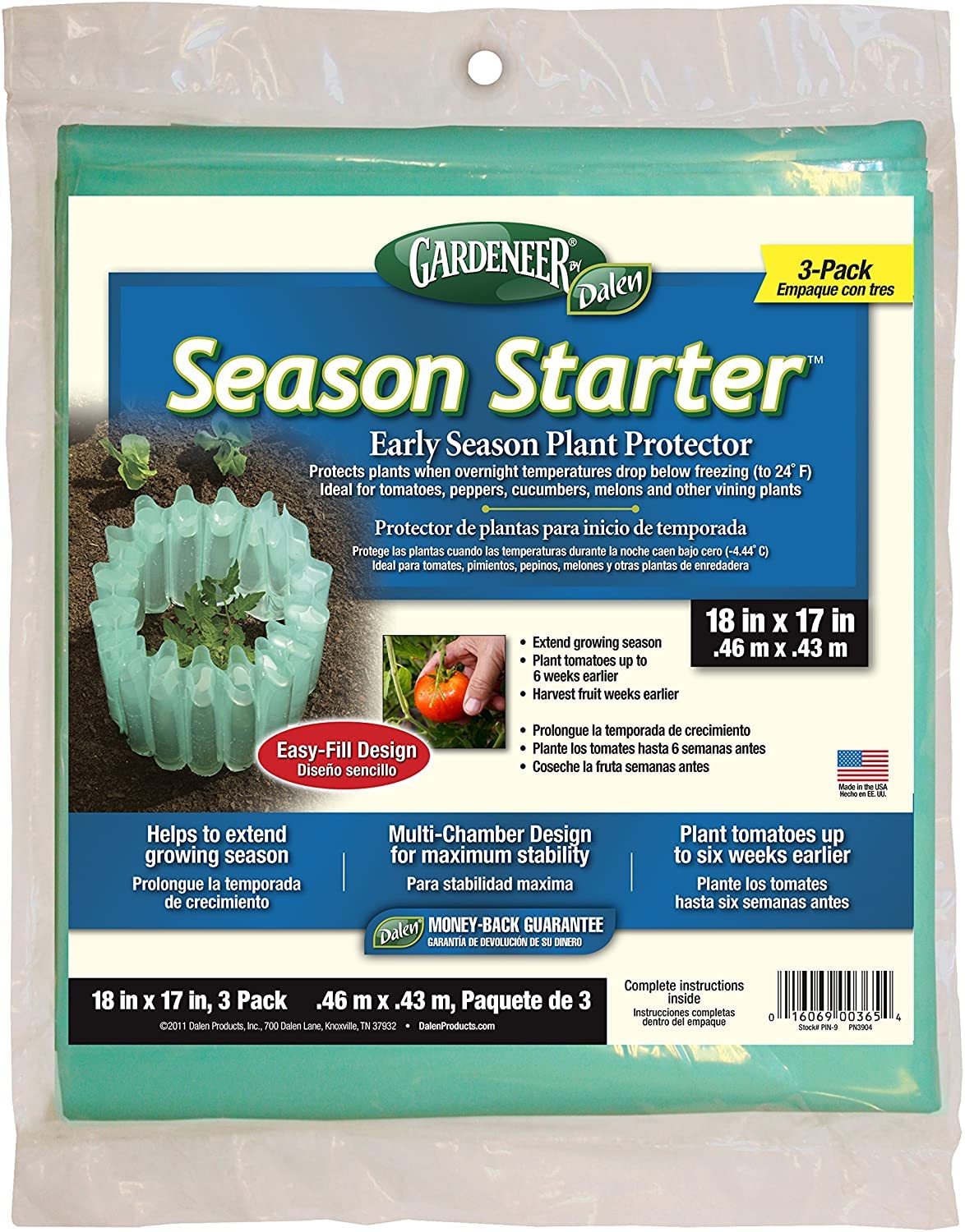 Dalen Gardeneer Season Starter – Early Season Insulated Plant Protector – Cold Weather Frost Guard - Easy Fill Shape for Optimal Planting - 18" x 17" – Made in The USA