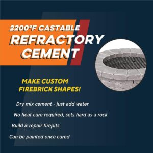 Rutland Castable Refractory Cement, High Temp Fireplace & Woodstove Fire Cement, Taupe, 12.5 Pound