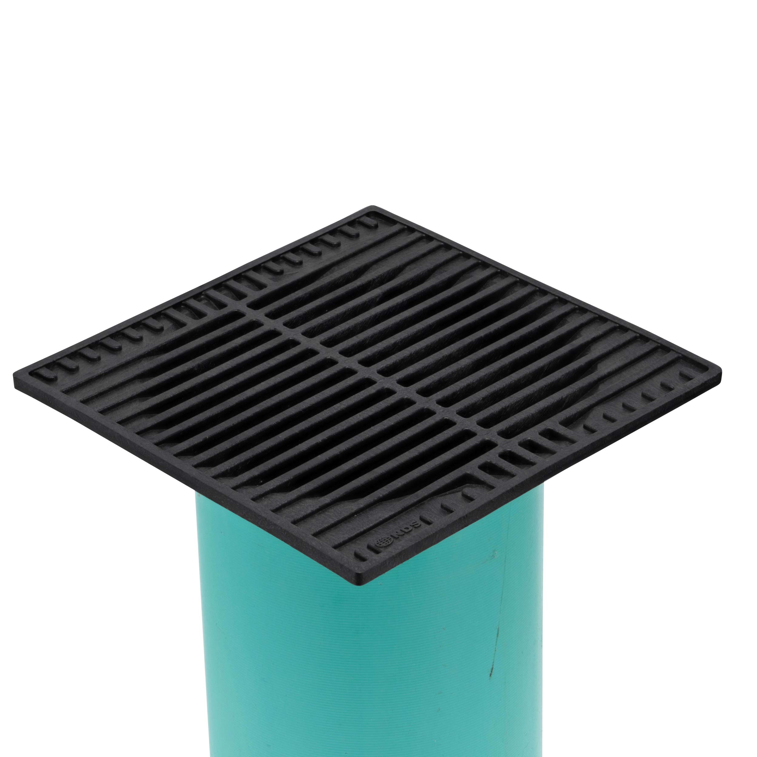 NDS 970 Square Grate Spee-D Catch Basin 6 in. Drain Pipes & Fittings, 9 in, Black Plastic