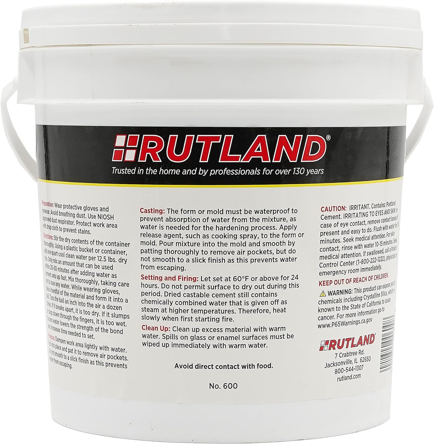 Rutland Castable Refractory Cement, High Temp Fireplace & Woodstove Fire Cement, Taupe, 12.5 Pound