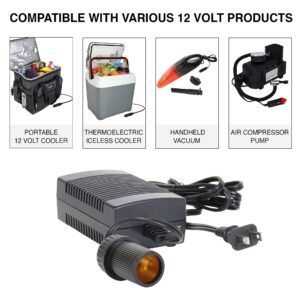 Koolatron 110 Volt AC to 12 Volt DC Power Adapter w/Circuit Breaker 12V 5A DC Power Converter Black 6 Ft (1.8 m) Cord for Portable Devices Compressor Car Fridge and More