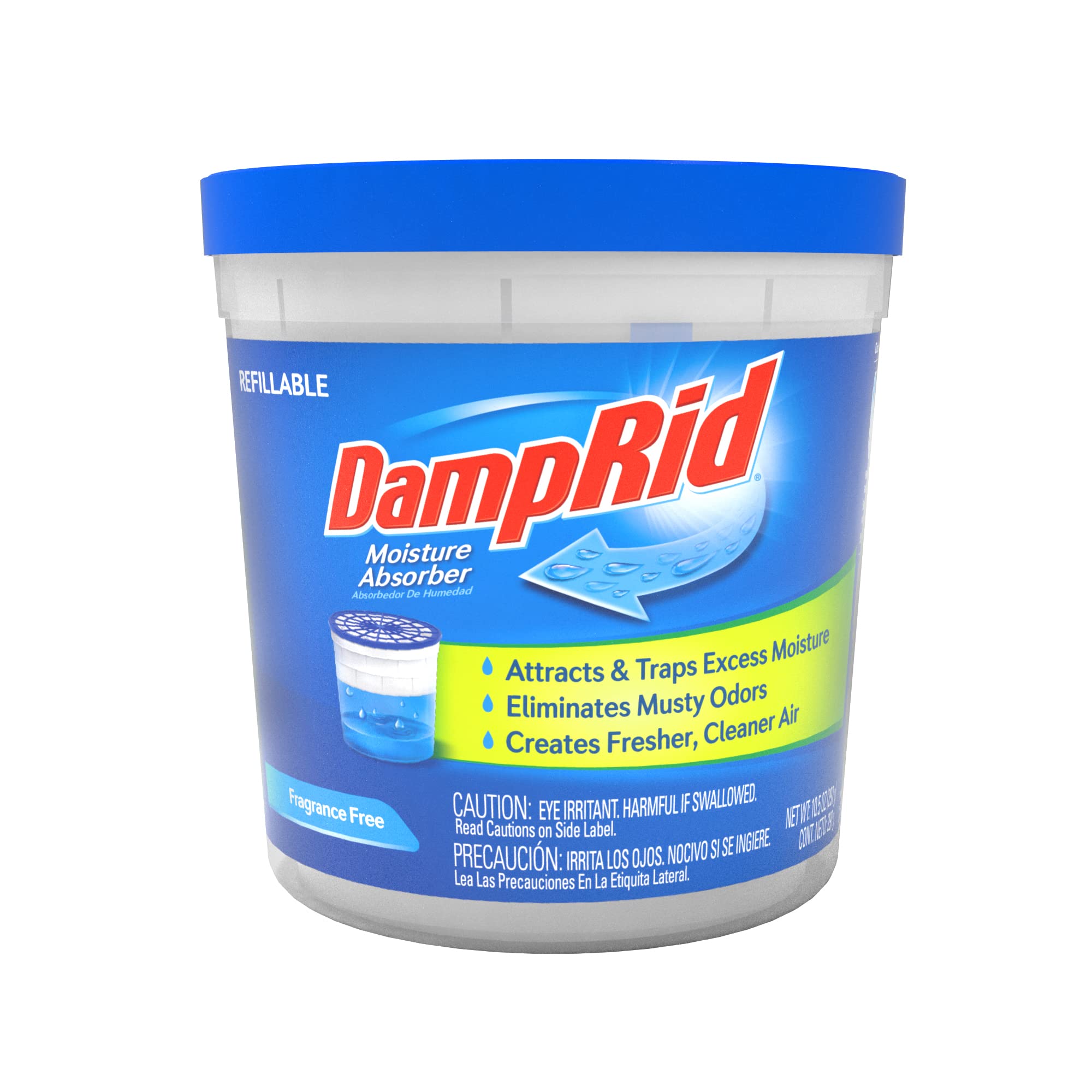 DampRid Fragrance Free Refillable Moisture Absorber - 10.5oz cup – Traps Moisture for Fresher, Cleaner Air