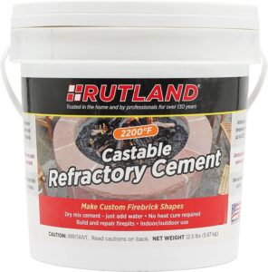 rutland castable refractory cement, high temp fireplace & woodstove fire cement, taupe, 12.5 pound