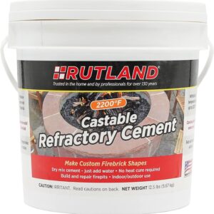 Rutland Castable Refractory Cement, High Temp Fireplace & Woodstove Fire Cement, Taupe, 12.5 Pound