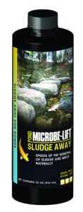 microbe-lift sludge-away pond and outdoor water garden sludge and muck remover, safe for live koi fish, plant life, and décor (32 ounces)