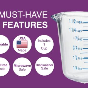 Arrow Home Products Plastic Measuring Cups for Liquids, 4.5 Cups - With Cool-Grip Handle - BPA-Free, Stackable Measuring Cups with Spout and Clear Measurements - Microwave and Dishwasher Safe