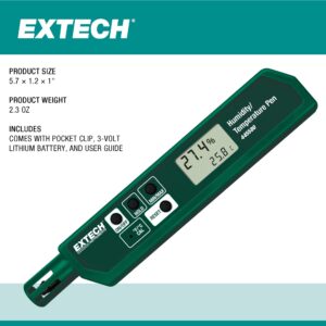 Extech 445580 Humidity and Temperature Pen Sized Meter with Pocket Clip