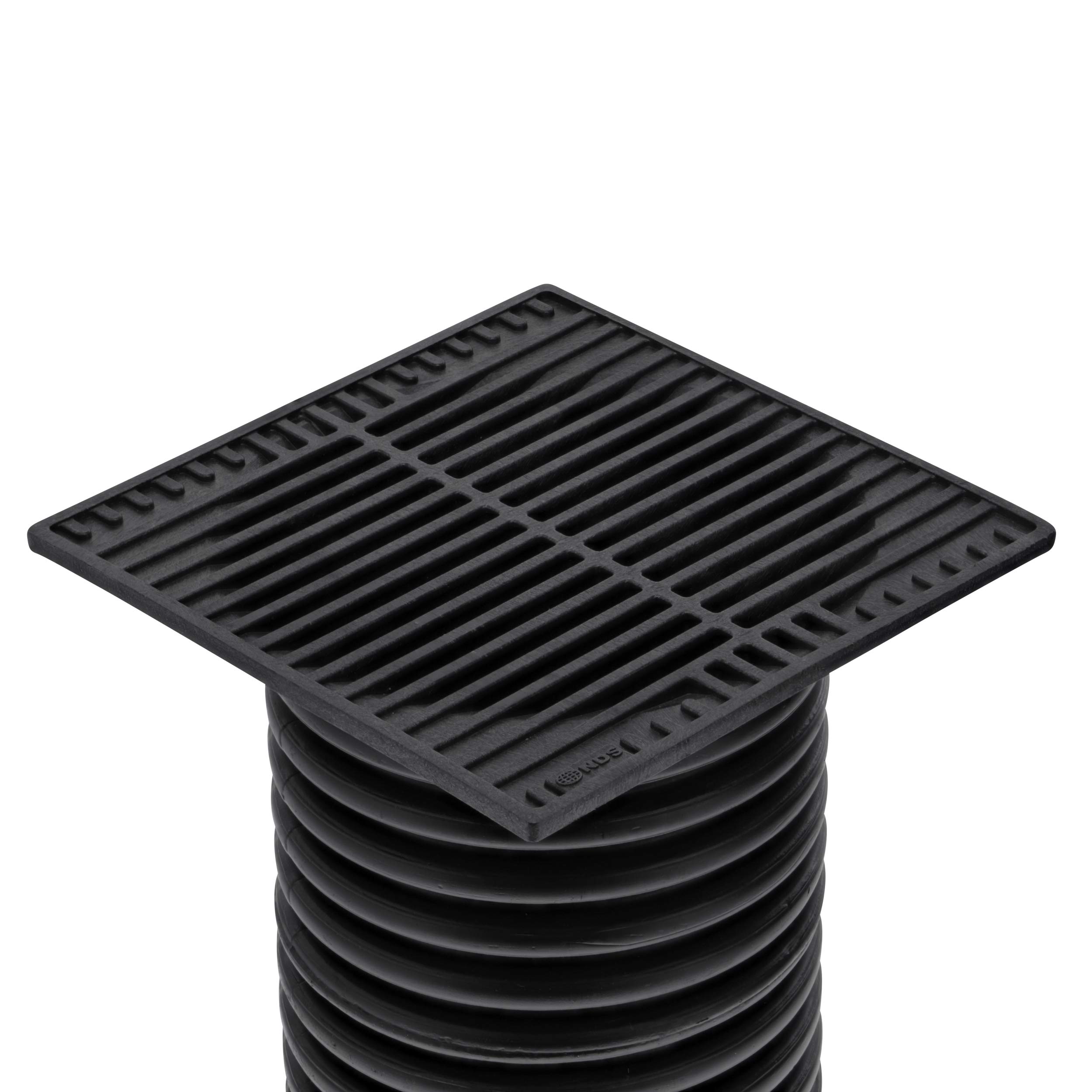 NDS 970 Square Grate Spee-D Catch Basin 6 in. Drain Pipes & Fittings, 9 in, Black Plastic