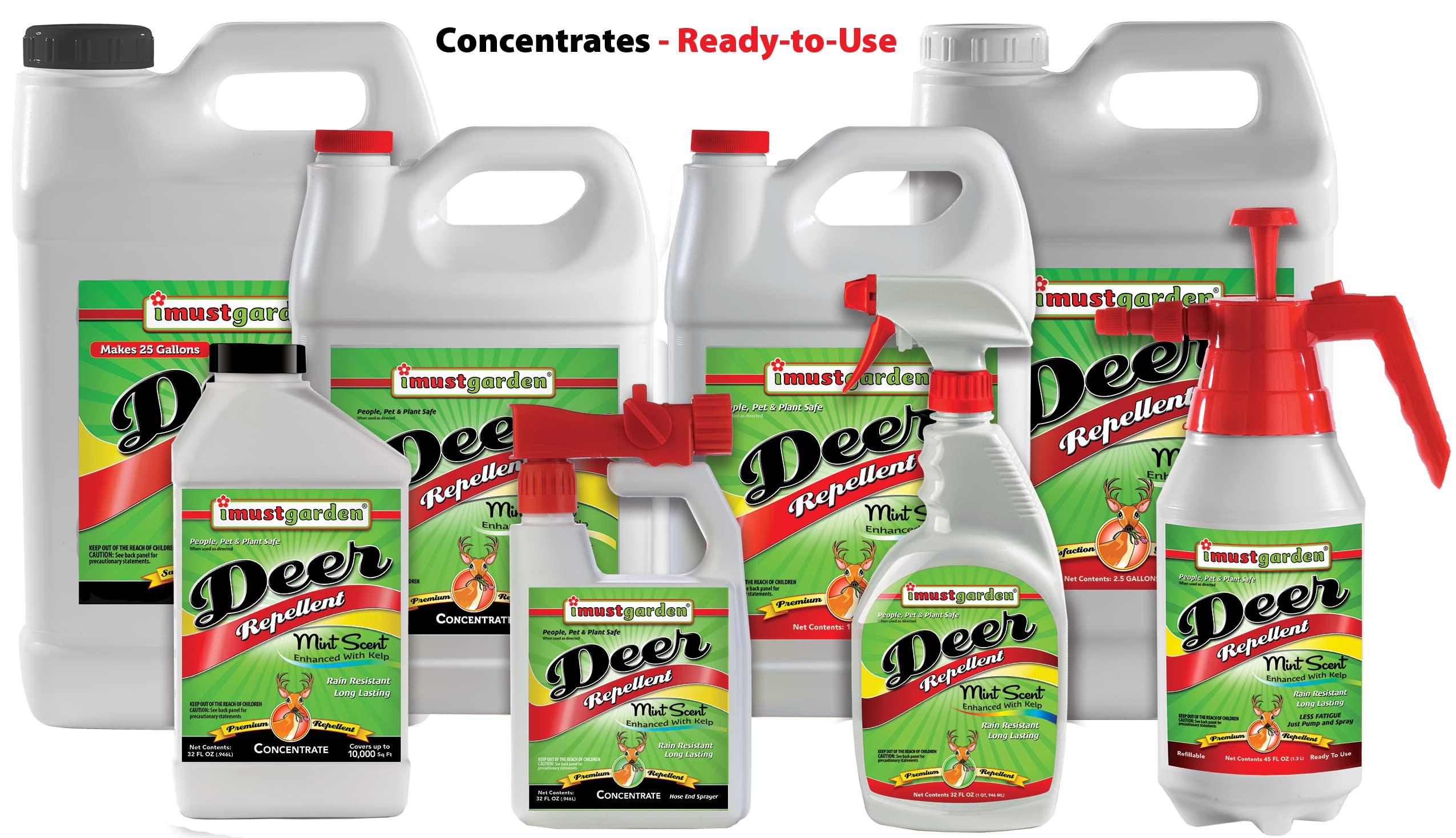 I Must Garden Deer Repellent Concentrate – 32oz: Mint Scent Deer Spray for Plants – Natural Ingredients - Makes 2.5 Gallons & Covers 10,000 sq ft