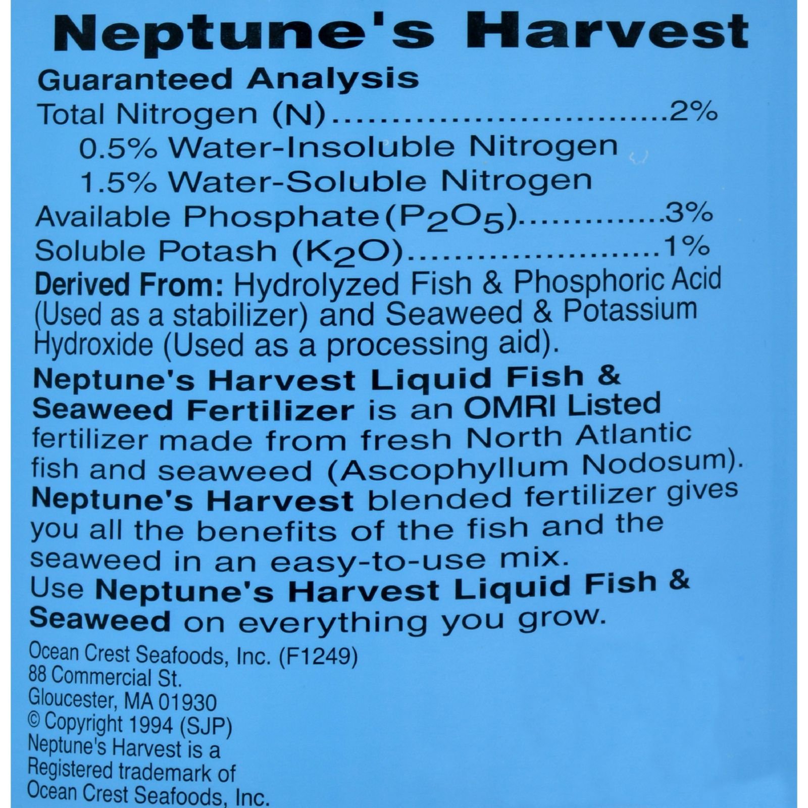 Neptune's Harvest Fish & Seaweed Fertilizer 2-3-1 (Gallon)