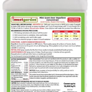 I Must Garden Deer Repellent Concentrate – 32oz: Mint Scent Deer Spray for Plants – Natural Ingredients - Makes 2.5 Gallons & Covers 10,000 sq ft