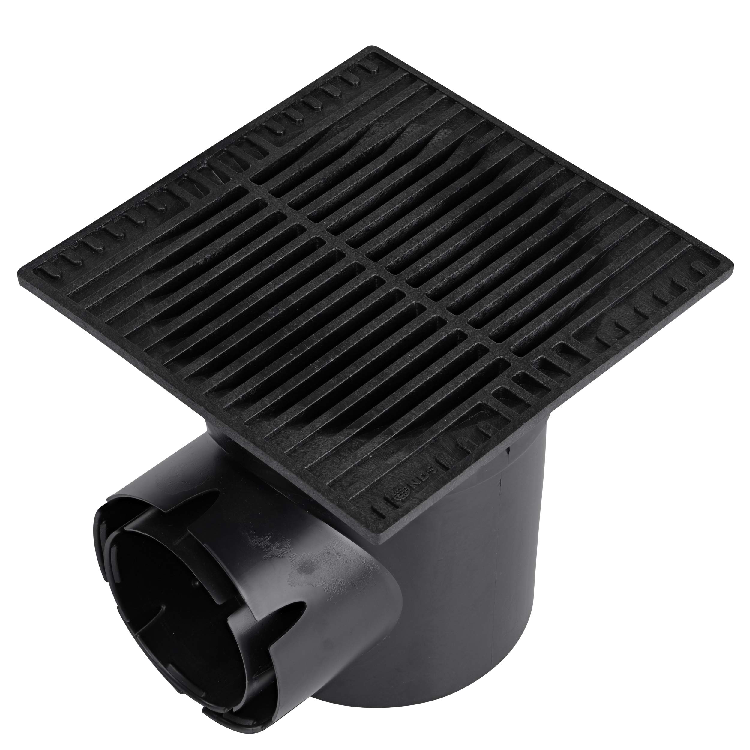 NDS 970 Square Grate Spee-D Catch Basin 6 in. Drain Pipes & Fittings, 9 in, Black Plastic