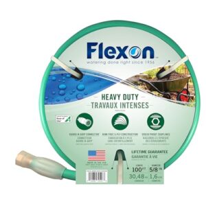 Flexon FXG58100 5/8-Inch x 100-Foot Heavy Duty 5-Ply Forever Garden Hose, Green