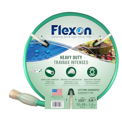 Flexon FXG58100 5/8-Inch x 100-Foot Heavy Duty 5-Ply Forever Garden Hose, Green