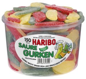 haribo saure gurken (sour pickles ) tub -150 pcs