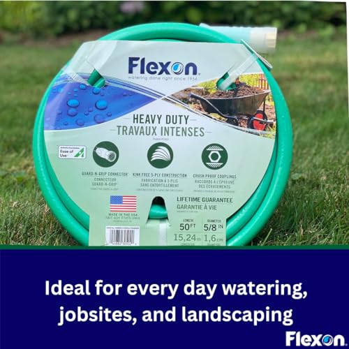 Flexon FXG58100 5/8-Inch x 100-Foot Heavy Duty 5-Ply Forever Garden Hose, Green