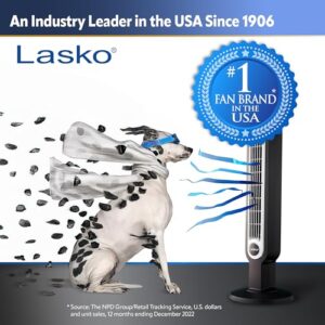 Lasko Portable 36" Oscillating 3-Speed Tower Fan with Remote Control and Timer for Bedroom and Home Office, White, 2510