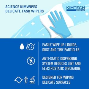 Kimberly-Clark B0013HT2QW– Kimtech Science KimWipes Delicate Task Wipers; 4.4 x 8.4 in. (11.2 x 21.3cm); 1-Ply, (Pack of 1, 286 Count)