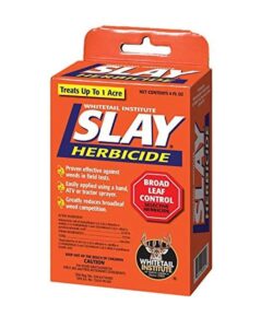 whitetail institute slay selective broad-leaf weed control herbicide specifically developed for deer food plots, 4 ounces (1 acre)