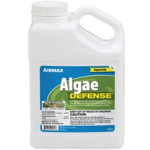 Airmax Algae Defense, EPA Registered Algaecide Pond & Lake Water Treatment, Floating Moss, Green Slime Scum & Chara Killer for Large Ponds & Lakes, Outdoor Liquid Spray Copper Based Solution, 1 Gallon