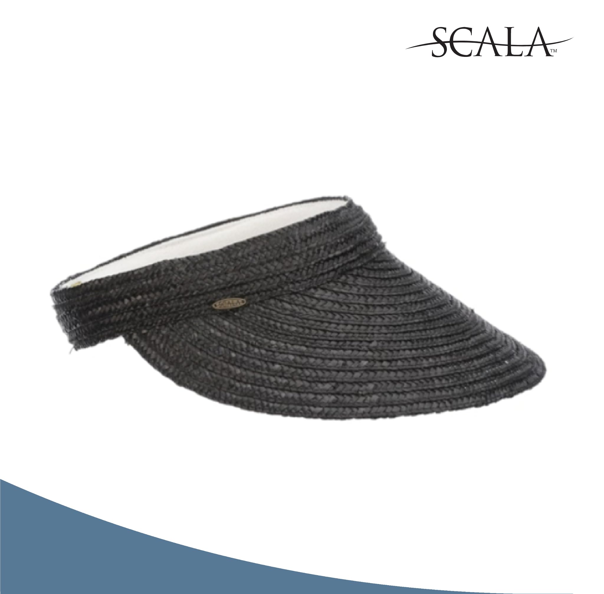 Scala Womens Sewn Braid Visor, Black, One Size