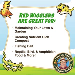 Uncle Jim's Worm Farm Red Wiggler Composting Worms Mix for Garden Soil or Fishing | Starter Pack of Compost Worms Improves Soil Structure and Quality for Healthier Gardens (2000 Count)