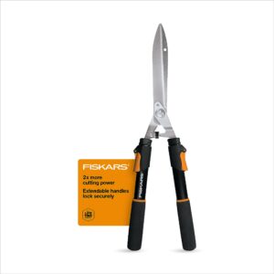 Fiskars Power-Lever Hedge Shears - 25"-33" Extendable Handle - Plant Cutting Scissors - Yard and Garden Tools - Orange/Black (packaging may vary)